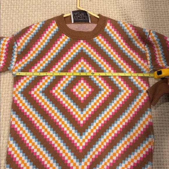 Victor Glemaud Multicolor Women’s Diamond Patterned Sweater L - Picture 7 of 9